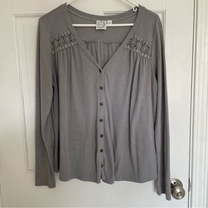 Gray Long Sleeve Top